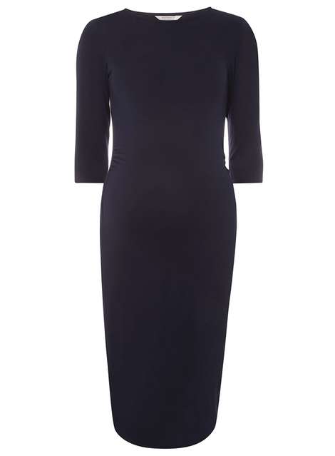 **Maternity Navy Ruched Side Bodycon Dress